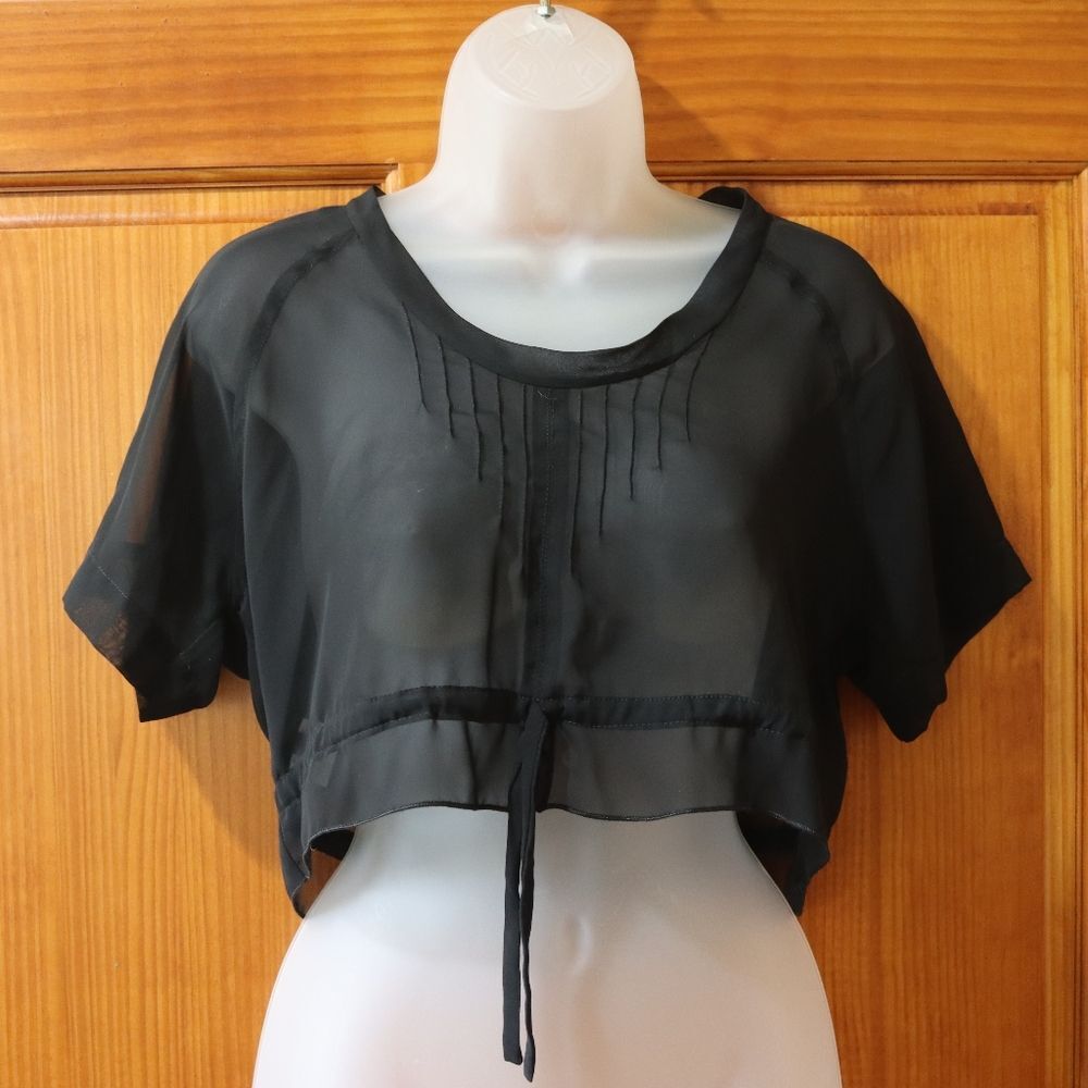 Herchcovitch Alexandre Black Cropped Sheer Top Medium - Picture 2 of 9